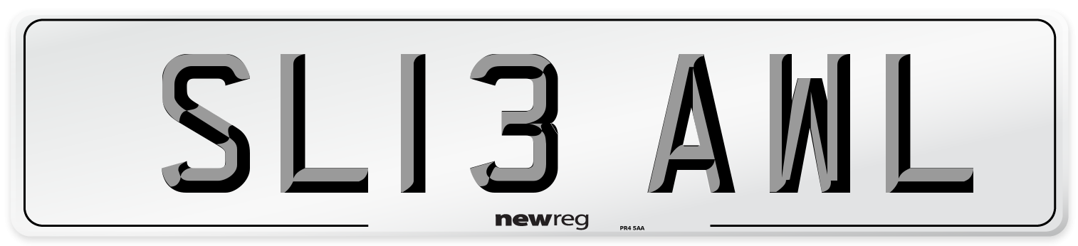 SL13 AWL Number Plate from New Reg
